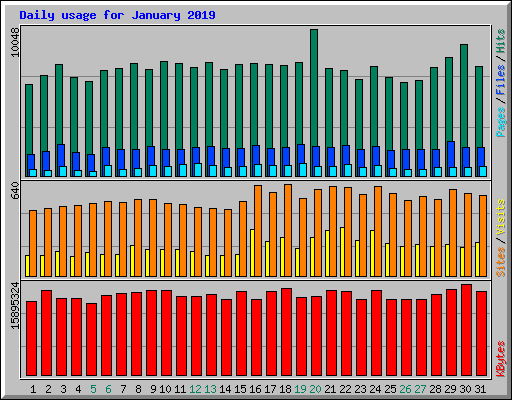 Daily usage for January 2019
