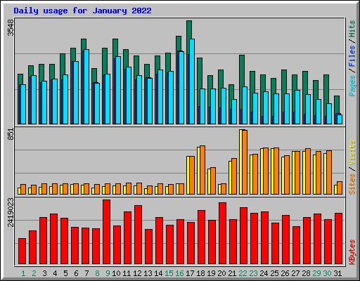 Daily usage for January 2022