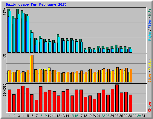 Daily usage for February 2025