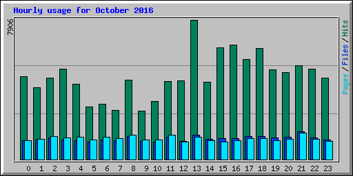 Hourly usage for October 2016